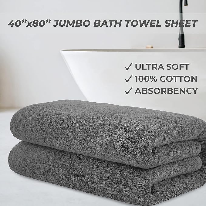 Cotton Paradise 100% Cotton 40x80 Oversized Bath Sheet, Extra Large Turkish - Image 2