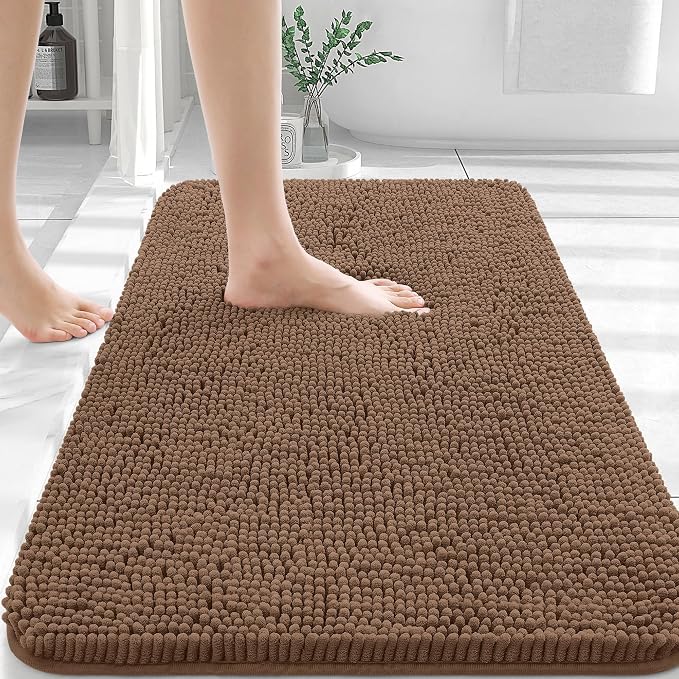 OLANLY Bathroom Rugs 30x20, Extra Soft Absorbent Chenille Bath Rugs, Rubber by OLANLY