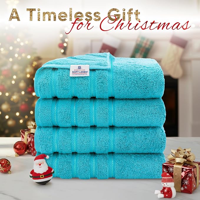 American Soft Linen Luxury 4 Piece Bath Towel Set, 600 GSM 100% Cotton Turkish - Image 2