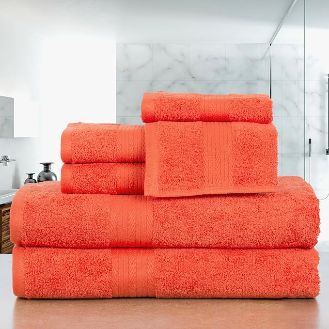 Ample Decor 100% Cotton Luxury 6 Piece Towels Set, 2 Bath Towels, 2 Hand Towels - Image 2