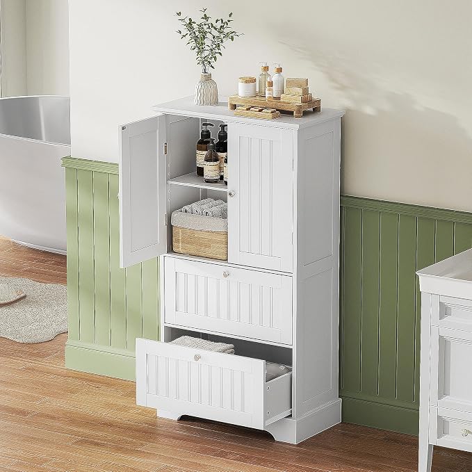 Treocho Bathroom Floor Cabinet, Freestanding Kitchen Pantry Cupboard - Image 7