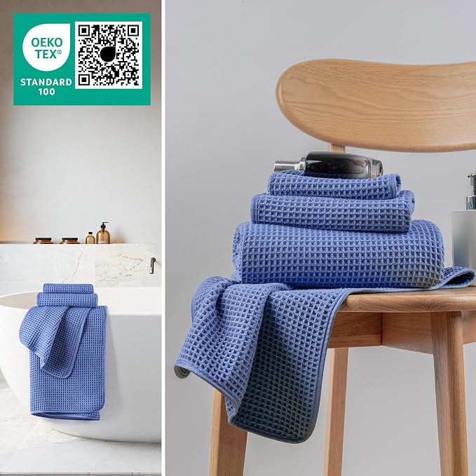 New Microfiber Waffle Bath Towels, 3 Pieces, Fast Drying, Lint Free, Includes - Image 4