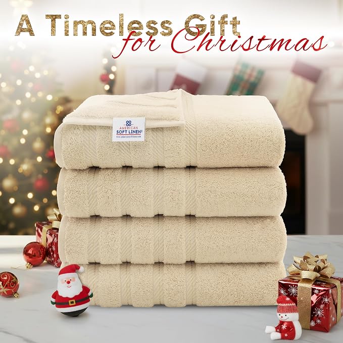 American Soft Linen Luxury 4 Piece Bath Towel Set, 600 GSM 100% Cotton Turkish - Image 2