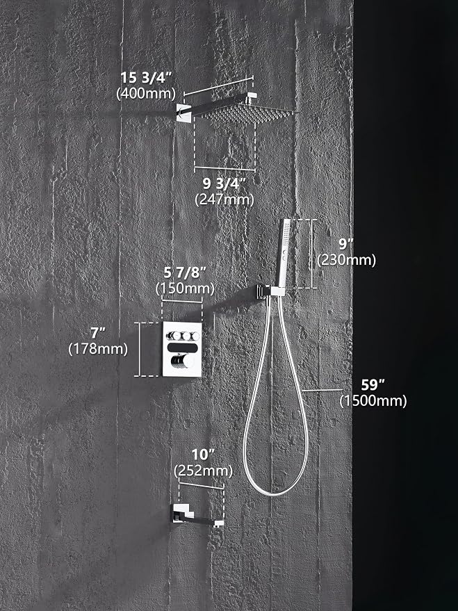 Lefton Shower System in Fahrenheit Display, 10” Overhead Shower Head - Image 8