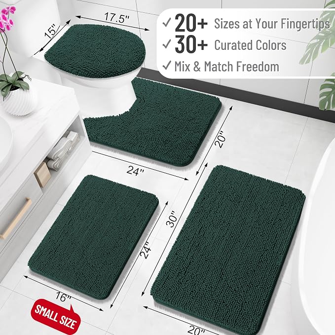 OLANLY Bathroom Rugs 24x16, Extra Soft Absorbent Chenille Bath Rugs, Rubber - Image 2