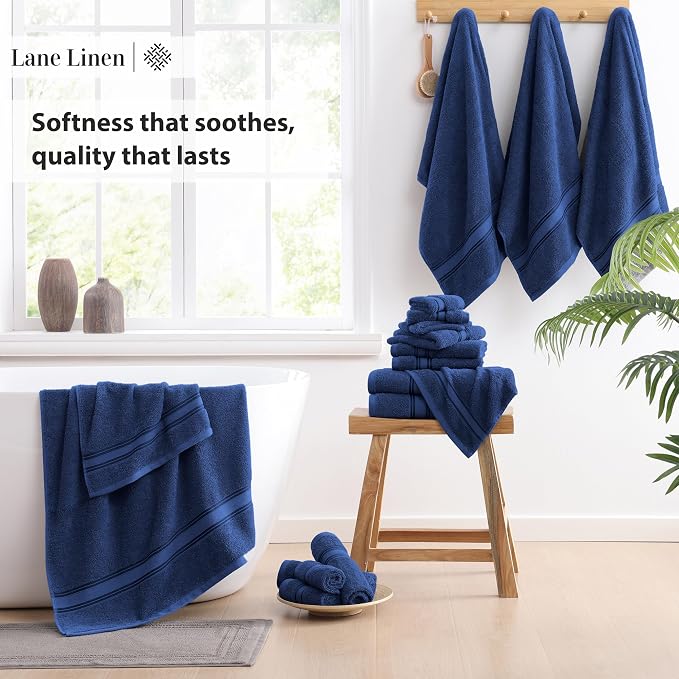 LANE LINEN 100% Mercerized Cotton Bath Towel Set of 18 – Zero Twist Shower - Image 4