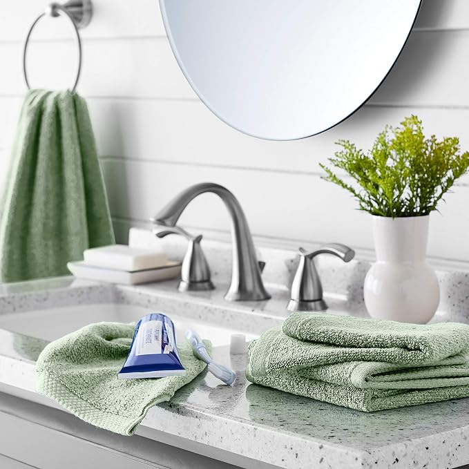 Amazon Basics Cotton Washcloths, Seafoam Green - Image 7