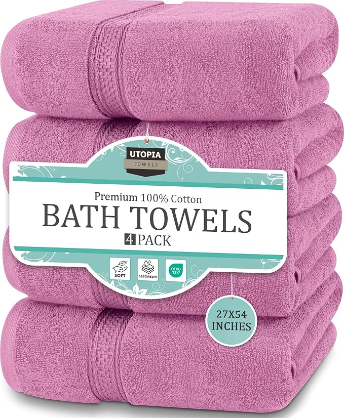 Utopia Towels 4 Pack Premium Bath Towels Set, 27 by 54 Inches, 100% Ring Spun by UTOPIATOWELS
