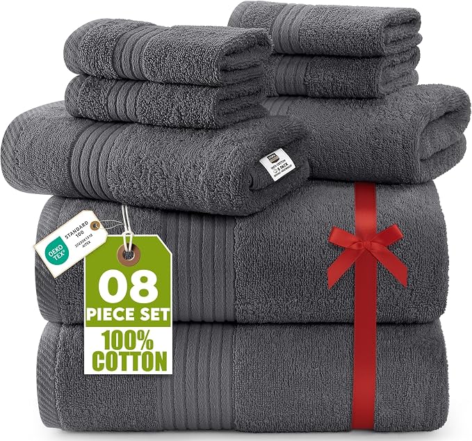 Utopia Towels 8 Piece Premium Towel Set, 2 Bath, 2 Hand, and 4 Washcloths by UTOPIATOWELS