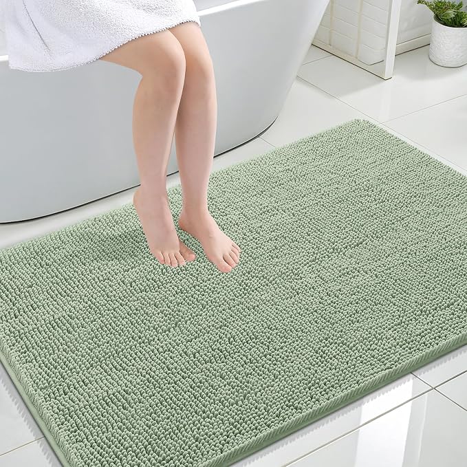 OLANLY Bathroom Rugs 44x32, Extra Soft Absorbent Chenille Bath Rugs, Rubber by OLANLY