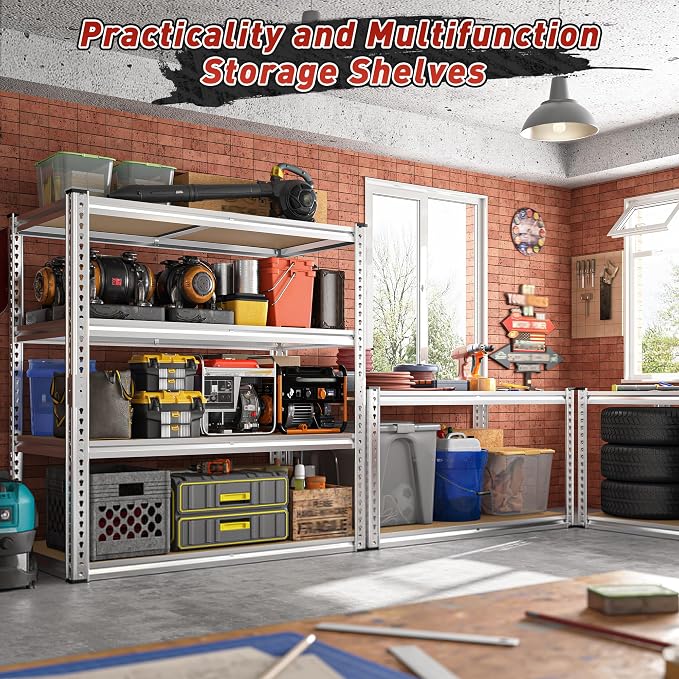 REIBII 40" W Garage Shelving 2000LBS Storage Shelves Adjustable Metal Shelving - Image 2