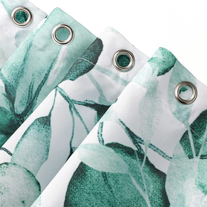 Gibelle Teal Eucalyptus Shower Curtain, Watercolor Plant Leaves - Image 6