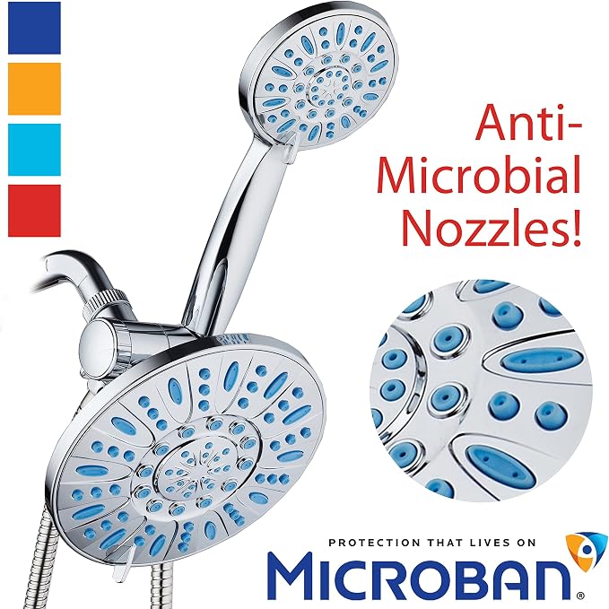 Antimicrobial/Anti-Clog High-Pressure 30-setting Rainfall Shower Combo by - Image 9