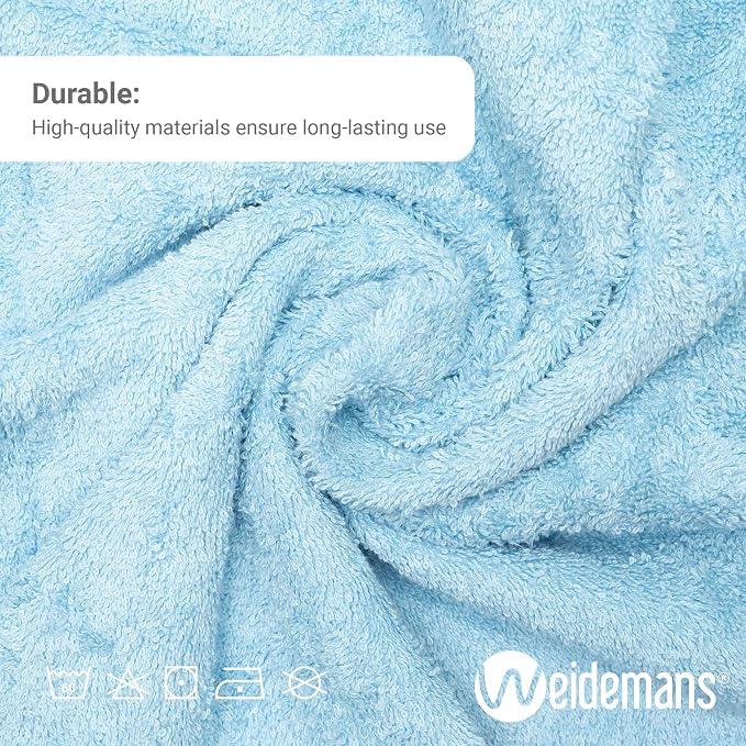 100% Cotton Washcloths Set 13” x 13” | Sky Blue Towels | Set of 6 Ultra Soft - Image 3