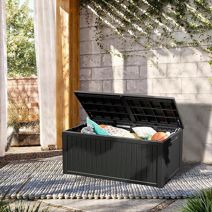 TARKARI 270 Gallon Lockable Resin Deck Box, Waterproof & UV-Resistant Outdoor - Image 3