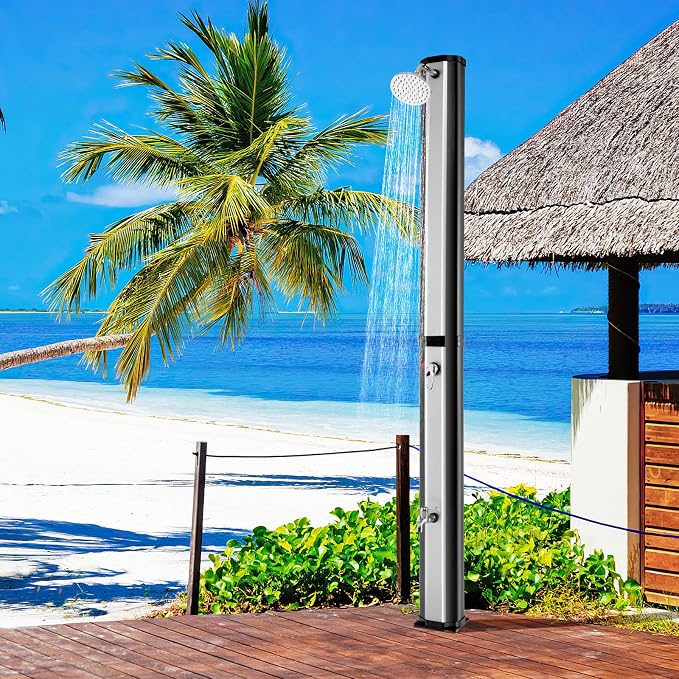 Giantex 7.2 FT 10 Gallon 2-Section Solar-Heated Outdoor Shower, Pool Shower - Image 2