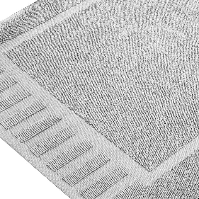 White Classic Luxury Bath Mat Floor Towel Set - Image 2
