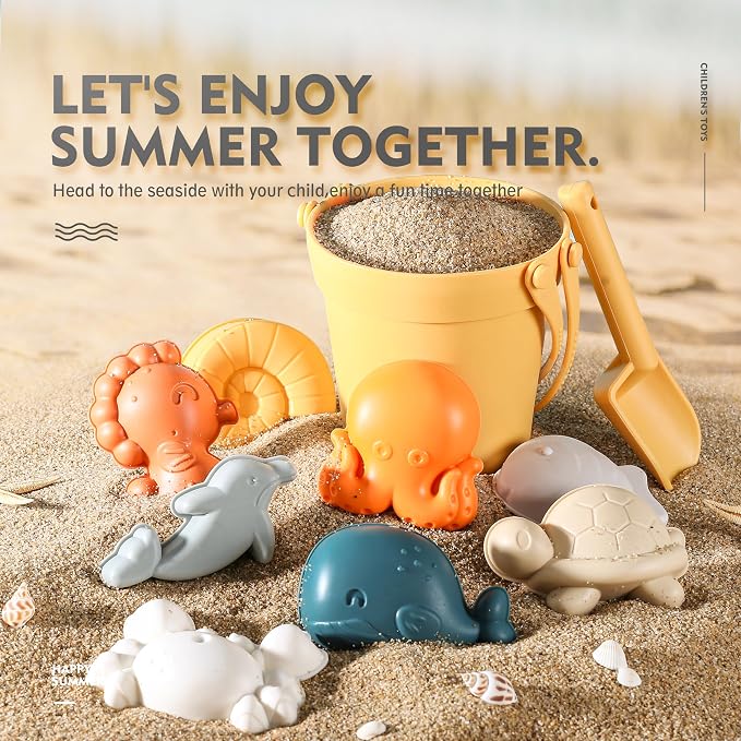 MarcZero 11Pcs Silicone Beach Toys, Modern Baby Beach Toys, Travel Friendly - Image 3