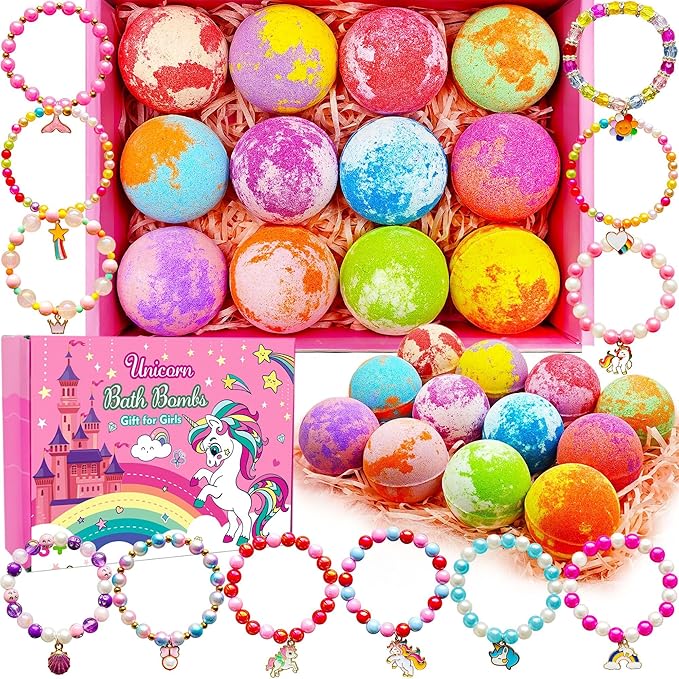 Unicorn Bath Bombs for Kids Girls 3 4 5 6 7 8 Years Old Birthday Gift for Girls by Phaorui