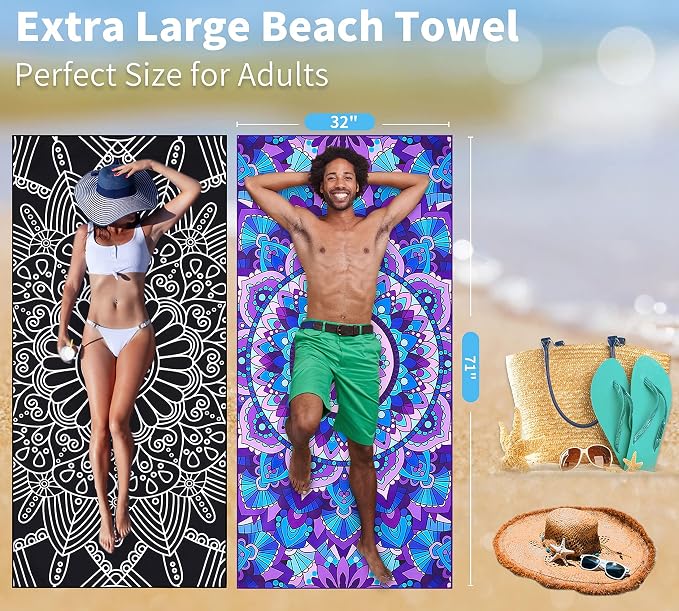 6 Pack Lightweight Thin Beach Towel Oversized 71"x32" Big Extra Large - Image 7