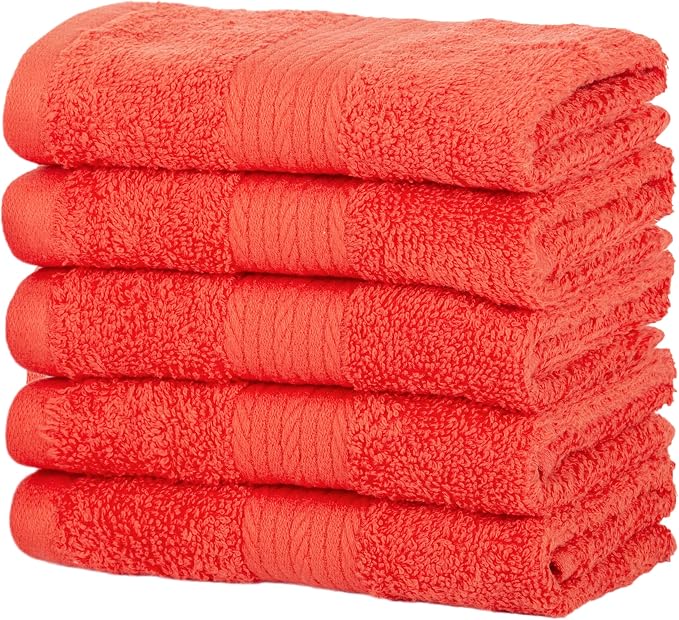 Ample Decor Washcloths Pack of 5 12 X 12 Inch, 600 GSM 100% Cotton Soft - Image 4