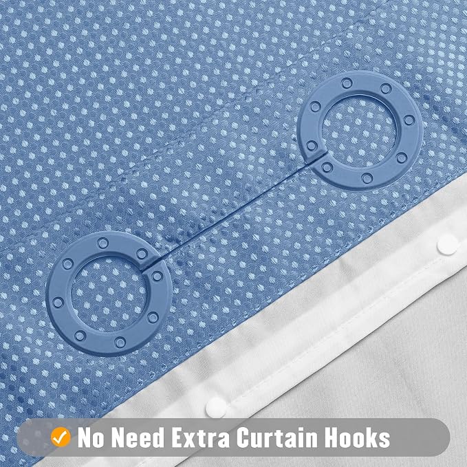 MitoVilla No Hooks Needed Extra Long Shower Curtain Liner Set - Image 3