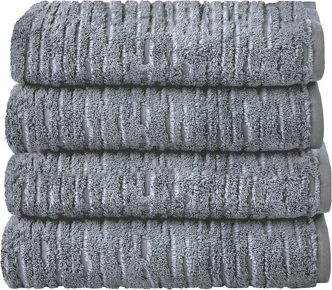 SKL Home CloudSoft Cotton Luxury 4 Pc Bath Towel Set, Smoke Blue by SKLHomebySaturdayKnightLtd