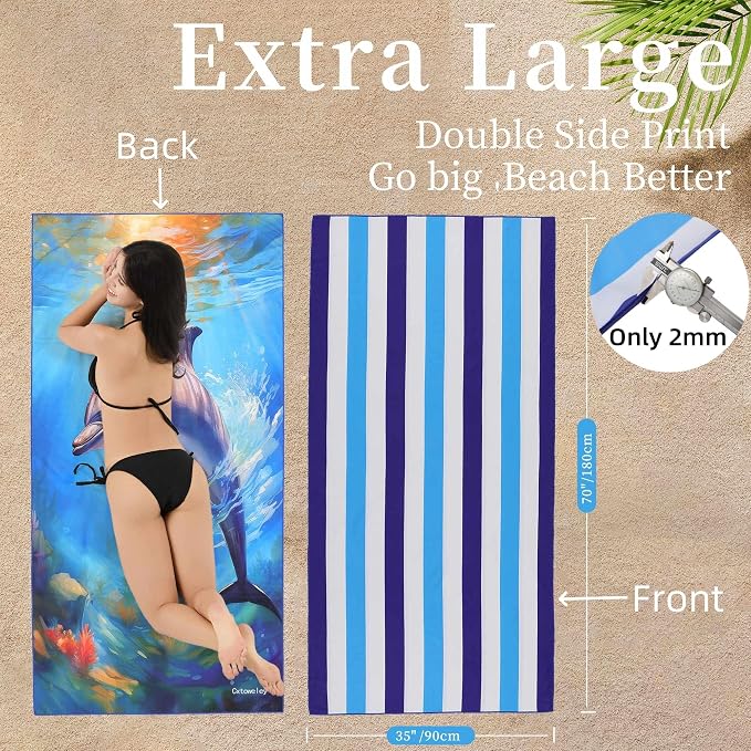 Microfiber Beach Towels 70''x35'' Extra Large Oversized 2 Pack Quick Dry Sand - Image 2