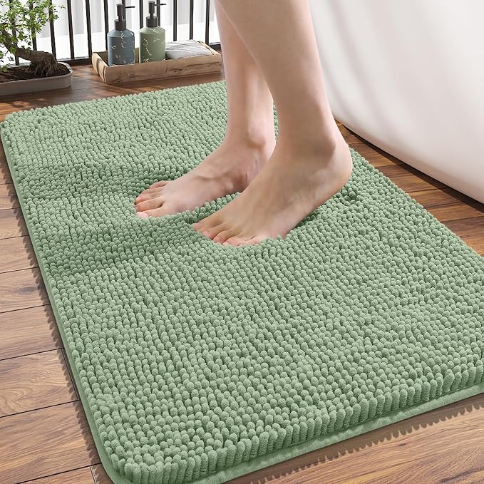 OLANLY Bathroom Rugs 34x21, Extra Soft Absorbent Chenille Bath Rugs, Rubber by OLANLY