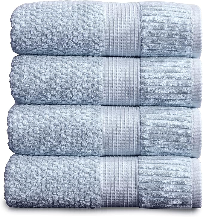 NY Loft 100% Cotton Bath Towel 4 Pack | Super Soft & Absorbent Quick-Dry Bath by NYLoft