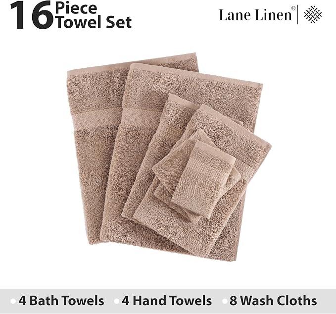 LANE LINEN 100% Mercerized Cotton Bathroom Towel Set - Image 4