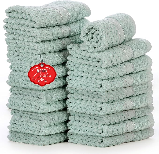 Ample Decor 100% Cotton Washcloths Set of 20 12 X 12 Inch by AmpleDecor