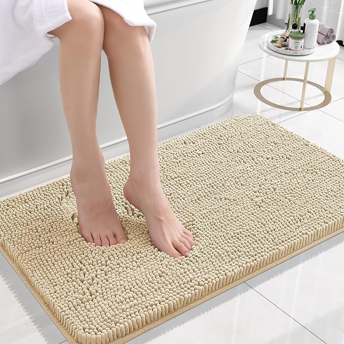 OLANLY Bathroom Rugs 30x18, Extra Soft Absorbent Chenille Bath Rugs, Rubber by OLANLY