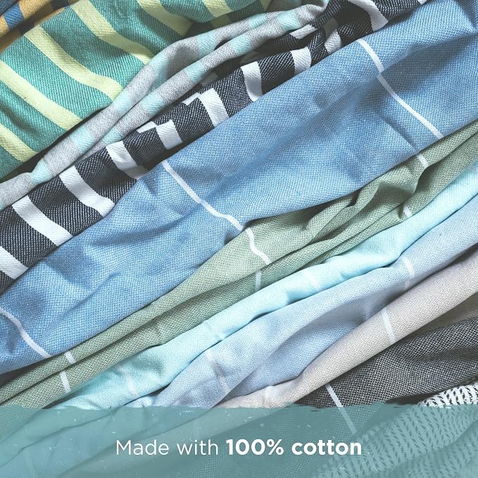 Large Turkish Beach Towel, Striped Light Grey & Mint - Image 4