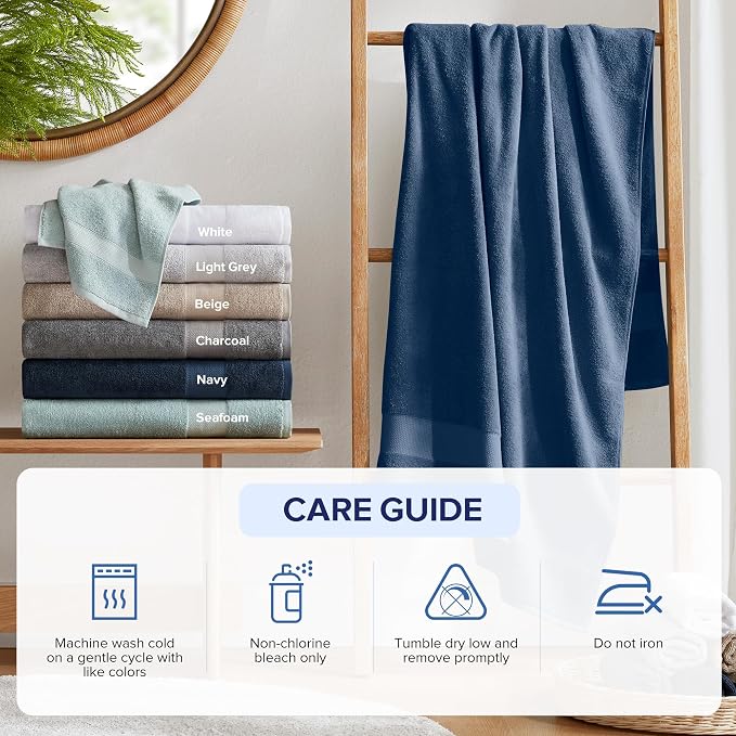 Comfort Spaces Turkish Bath Towel Set of 4 Piece 27x54 Medium 100% Cotton - Image 5
