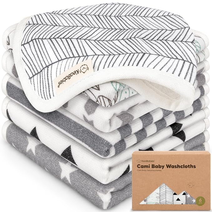 6-Pack Cotton Baby Washcloths for Newborn by KeaBabies