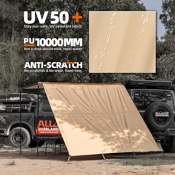 ALL-TOP Awning Wall Universal Multi-Side, 6.6ft x 8.5ft, Waterproof Ripstop - Image 2