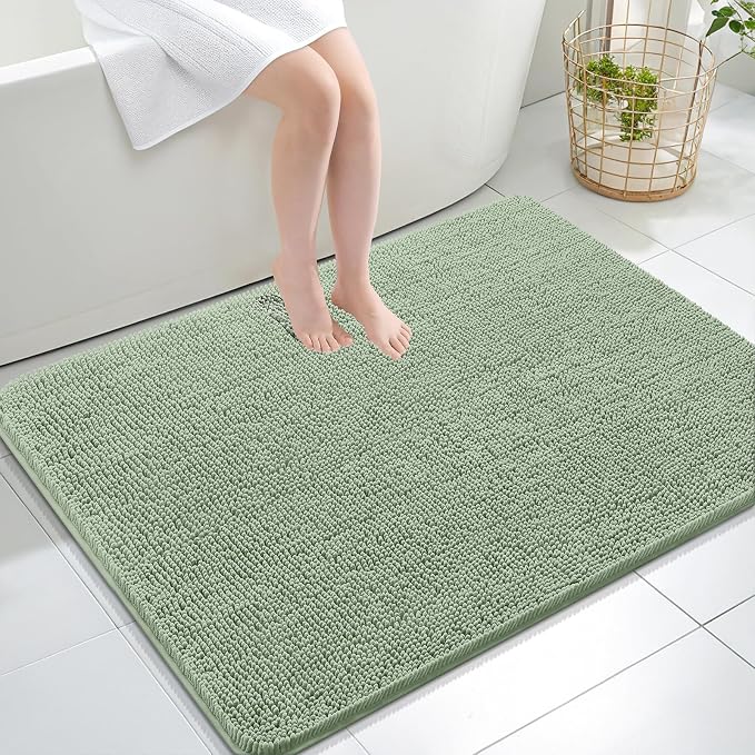 OLANLY Bathroom Rugs 40x32, Extra Soft Absorbent Chenille Bath Rugs, Rubber by OLANLY