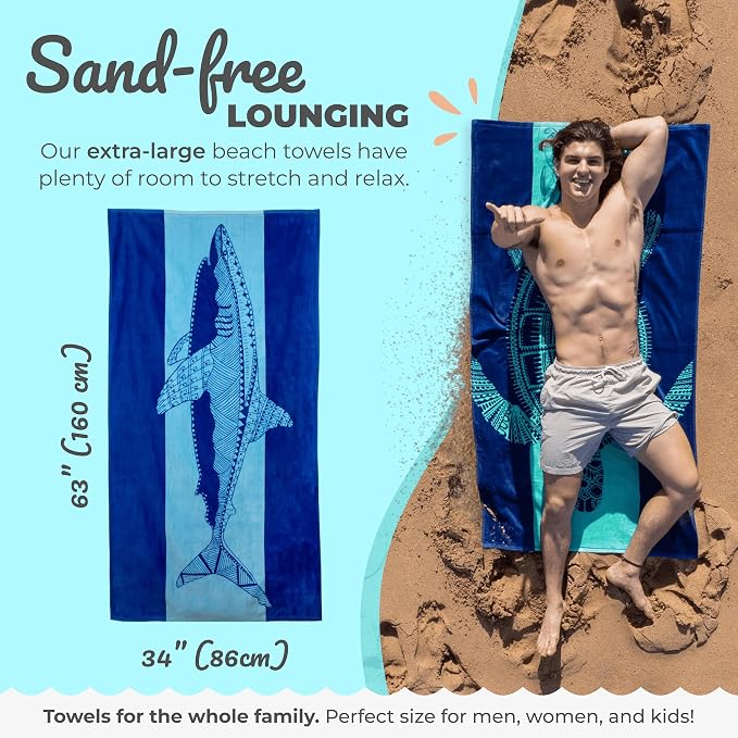 Nova Blue Shark Beach Towel – Blue - Image 3