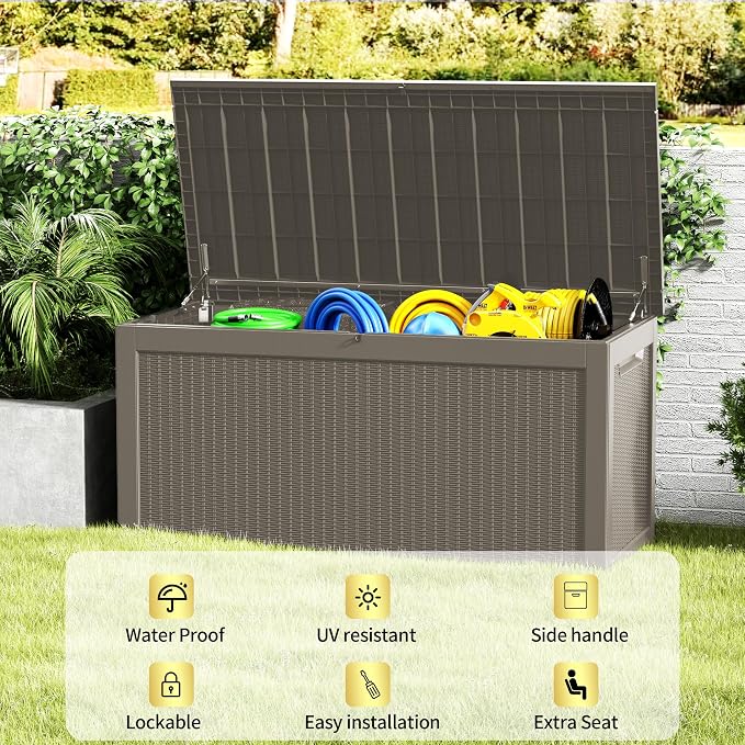 TARKARI 320 Gallon Lockable Resin Deck Box, Waterproof & UV-Resistant Outdoor - Image 7