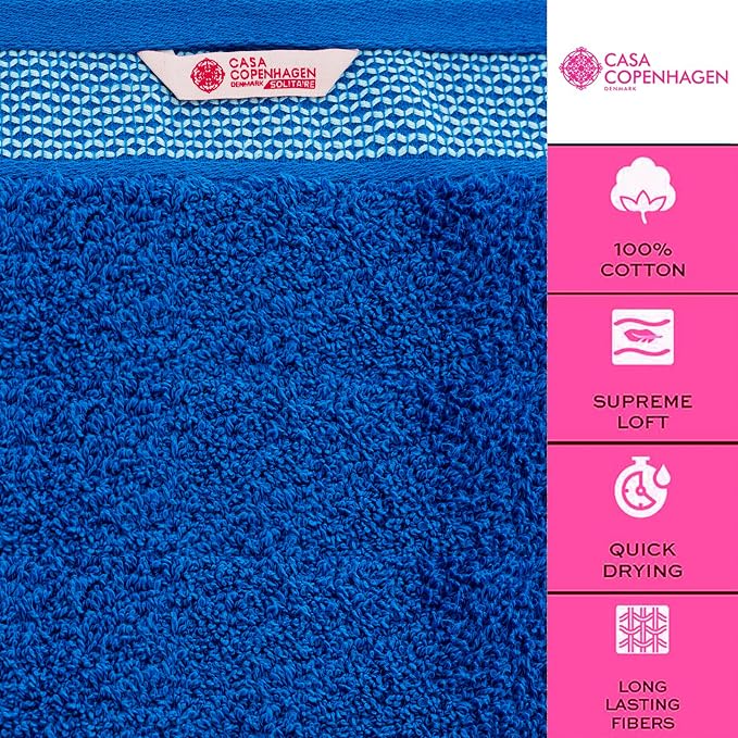 CASA COPENHAGEN Solitaire 6 Pieces Towel Set- Electric Blue, 600 GSM 2 Bath - Image 3