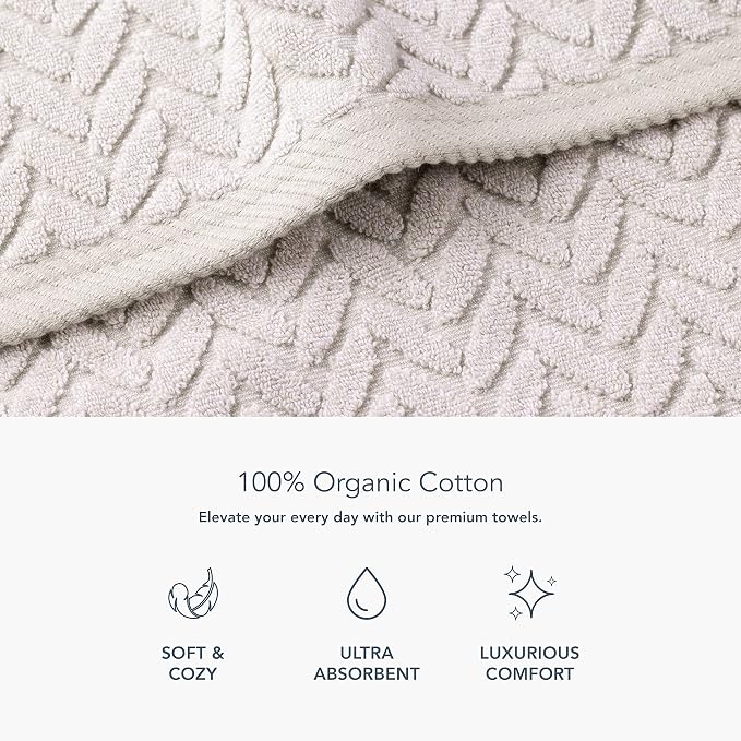 Texere 100% Organic Cotton Cable Jacquard 650 GSM Luxury Towel Sets - Image 3