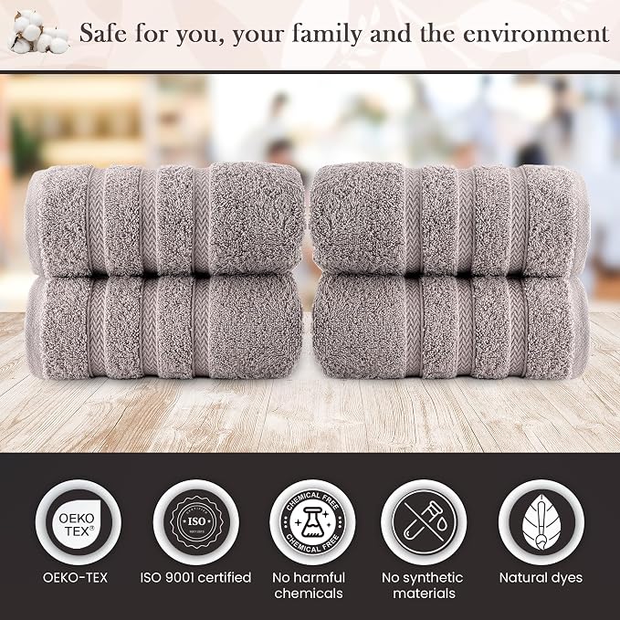 HALLEY Turkish 4 Pack Premium Hand Towels 650 GSM Highly Absorbent Super Soft - Image 5