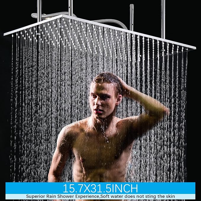 Bathroom Shower System, 16X32 inches Ceiling Mount Thermostatic Large Rain - Image 4