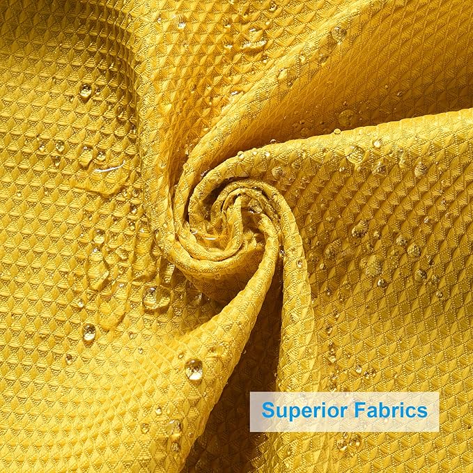 AmazerBath Waffle Shower Curtain, Bright Yellow Shower Curtain Fabric - Image 5