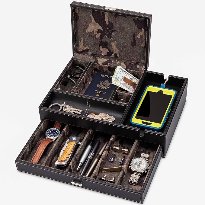HOUNDSBAY Admiral Dresser Valet Box, Camo Gifts by HOUNDSBAY