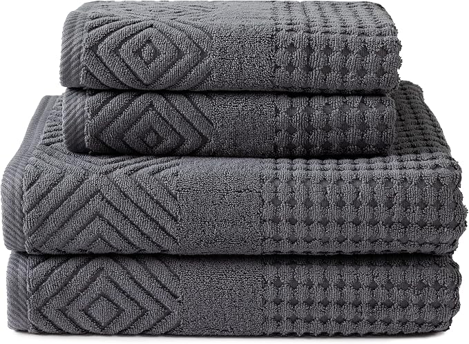 Texere 100% Organic Cotton Diamond Jacquard 700 GSM Luxury Bath Towel Sets by TexereSilk