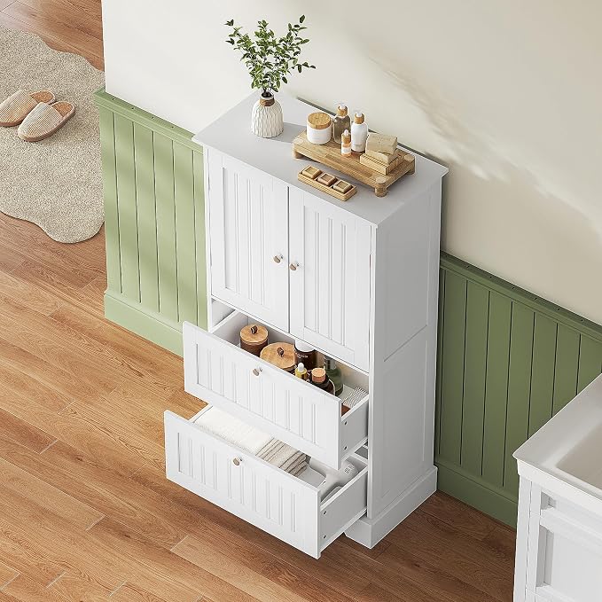 Treocho Bathroom Floor Cabinet, Freestanding Kitchen Pantry Cupboard - Image 8