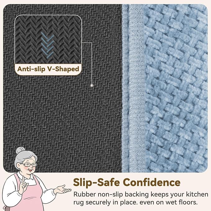 GRANNY SAYS Blue Bathroom Rugs, Soft Chenille Bathroom Mat, Absorbent Bath Mats - Image 5