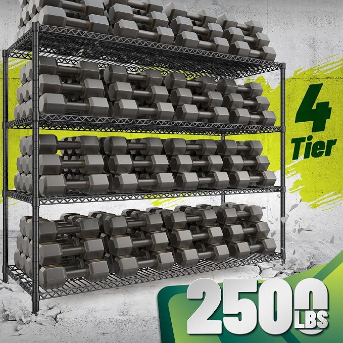 2500 LBS Shelf Storage Shelves 68.1" W Wire Shelving Unit, Garage Shelving - Image 4